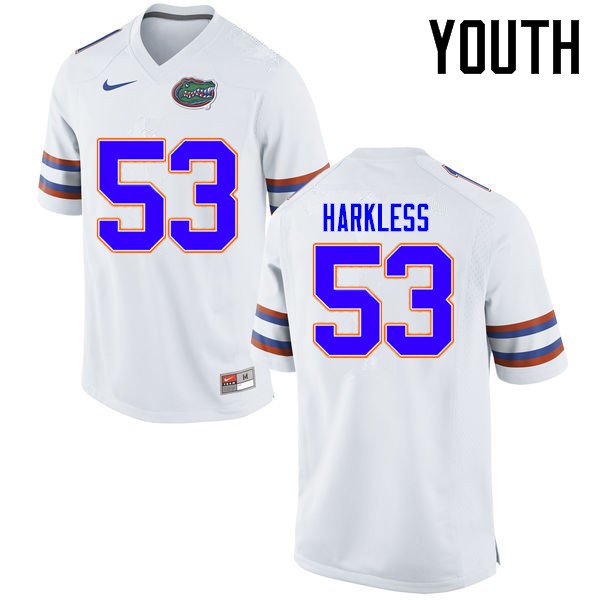 Florida Gators Youth #53 Kavaris Harkless College Football Jerseys White